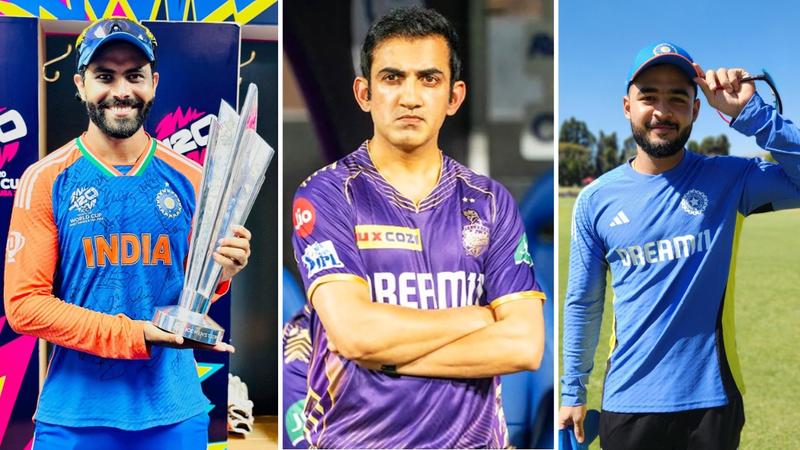 Ravindra Jadeja, Gautam Gambhir, and Riyan Parag