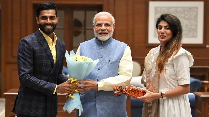 Ravindra Jadeja with PM Modi