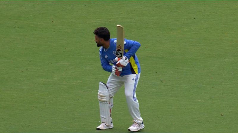 Rishabh Pant practices during tea break