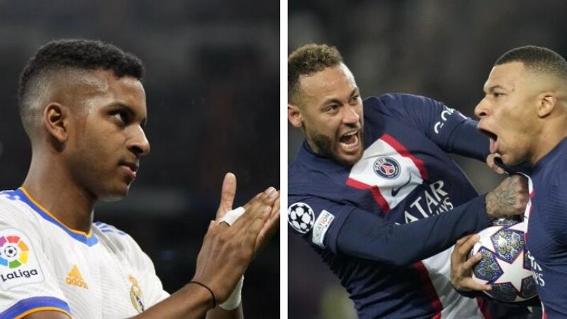 Rodrygo, Neymar and Kylian Mbappe