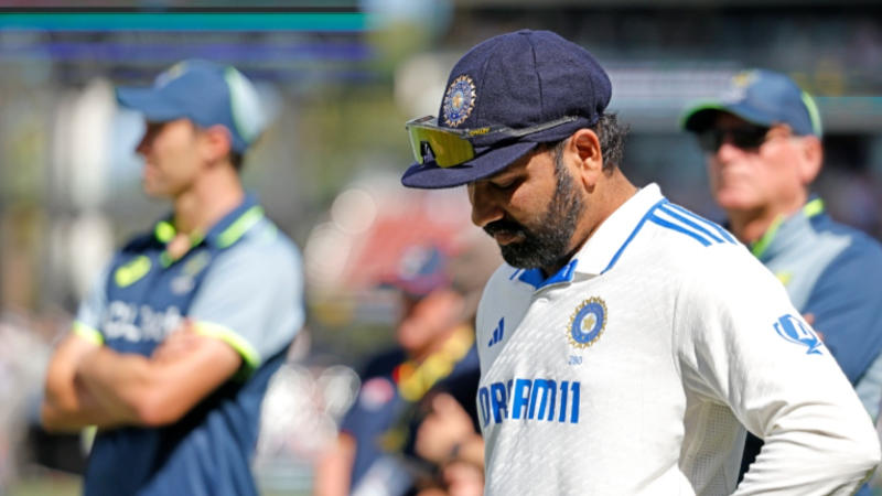 Rohit Sharma looks down in dejection after the Adelaide Test