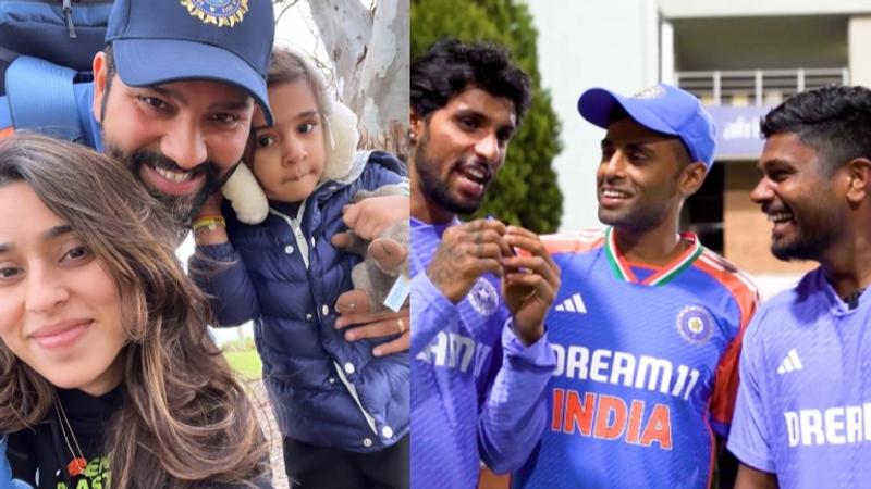 Rohit Sharma, Ritika Sajdeh, Tilak Varma, Suryakumar Yadav, Sanju Samson