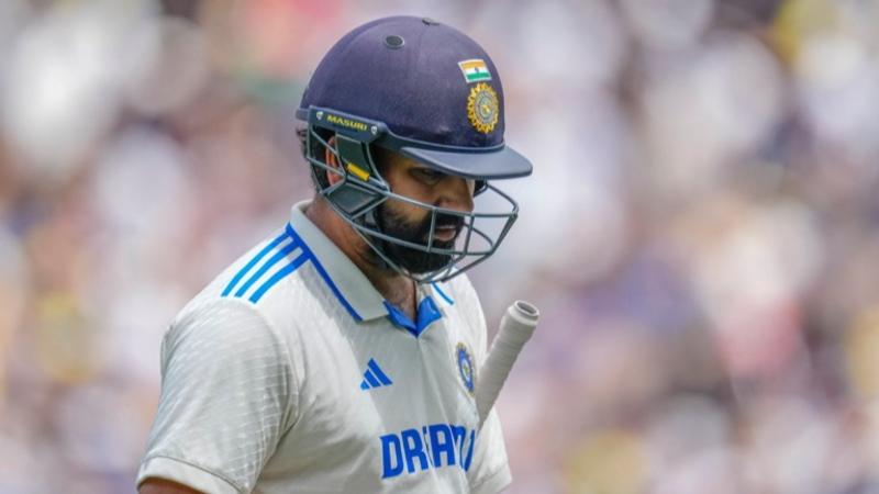 Rohit Sharma walks away after being dismissed