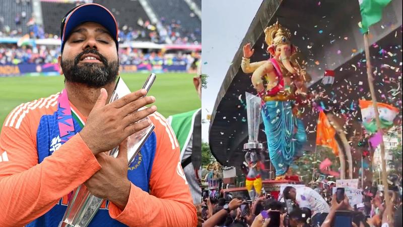 Rohit Sharma With t20 World Cup Trophy and Ganpati Chaturthi Celebration 