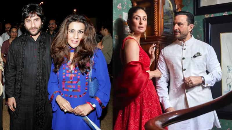 Saif Ali Khan with Amrita Singh, Kareena Kapoor