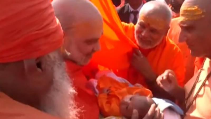 Saints bless the baby boy of Jay Shah - ICC chairman and son of Union Home Minister Amit Shah in Prayagraj