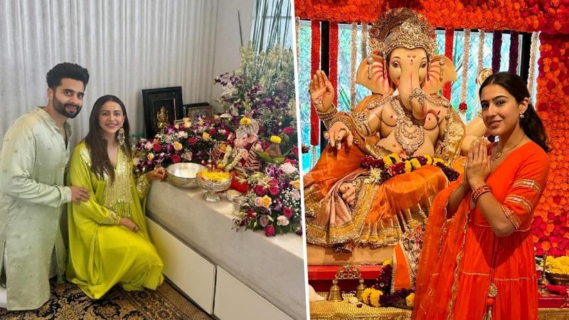 Sara Ali Khan and Rakul Preet Singh welcome home Lord Ganesha