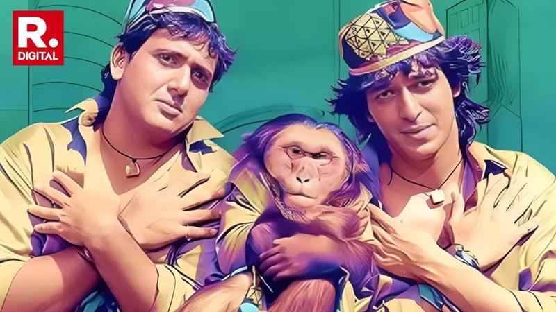 Scene from Aankhen featurin Govinda, Chunky Panday and monkey