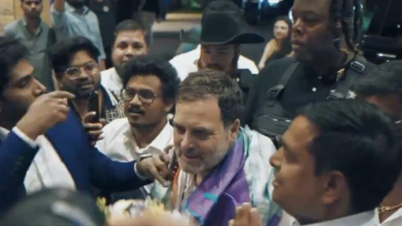 Screengrab/ Rahul Gandhi Receives Warm Welcome in US 