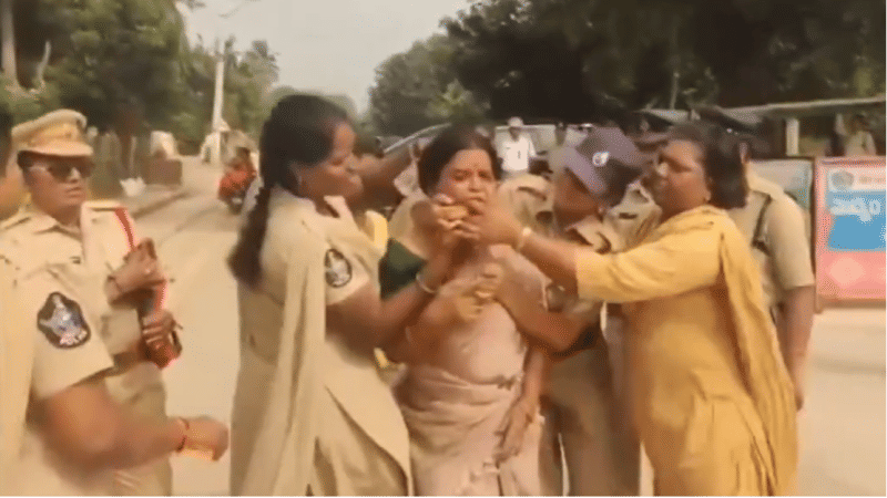 Woman Attempts Suicide Outside Andhra Pradesh CM Chandrababu Naidu’s Residence | Video