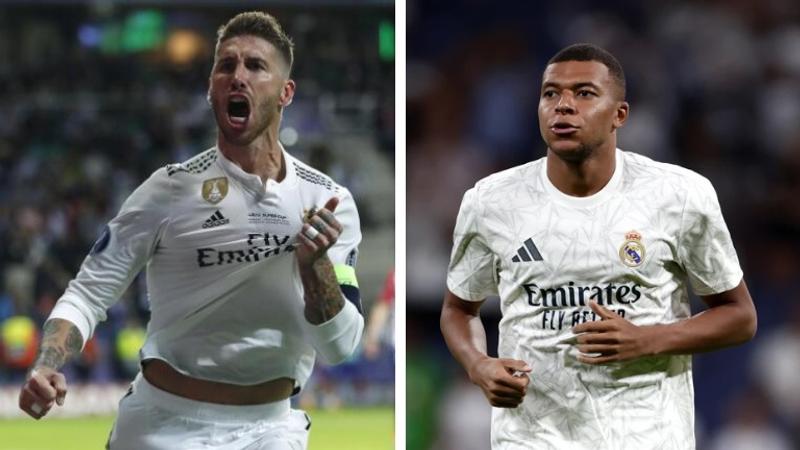 Sergio Ramos and Kylian Mbappe 