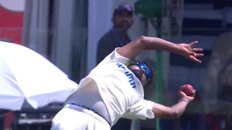 Siraj takes an absolute screamer of a catch.