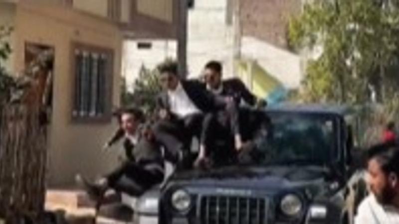  Students fall off moving Thar while entering farewell party