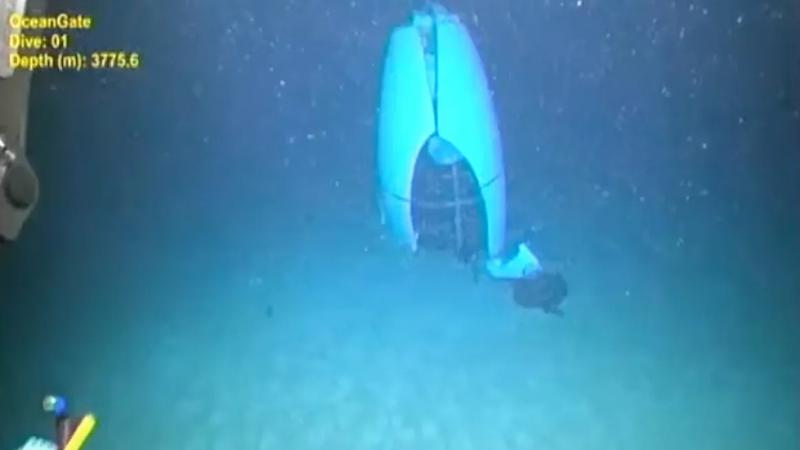 The first image of the Titan submersible sitting at the bottom of the ocean