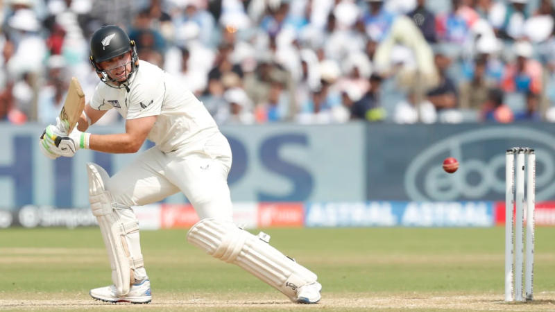 Tom Latham plays a shot during IND vs NZ Test series