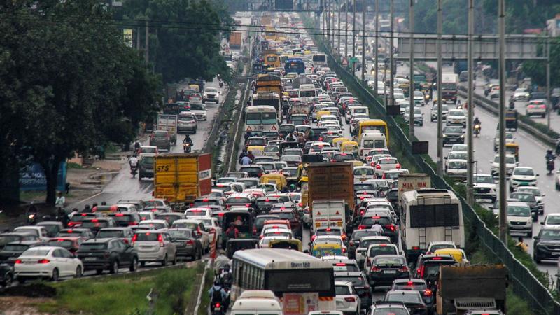 Traffic jam on Delhi-Gurugram Expressway