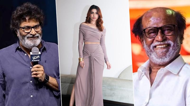 Trivikram (L), Samantha (C), Rajinikanth (R)