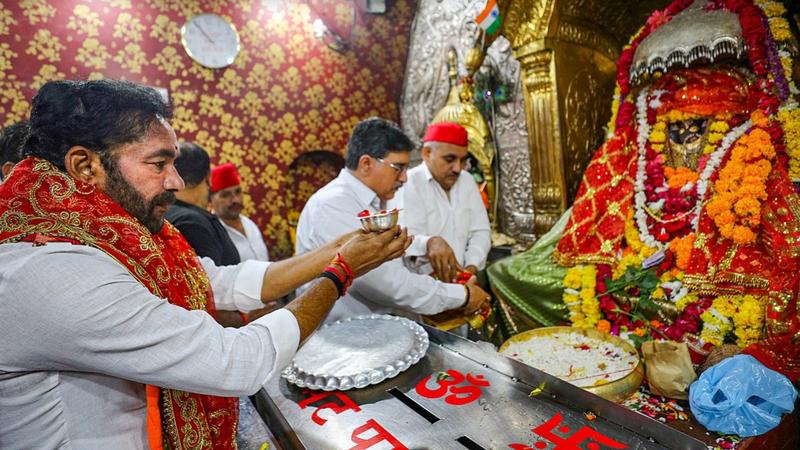 Union Minister Kishan Reddy offered prayers at Bawe Wali Mata Temple