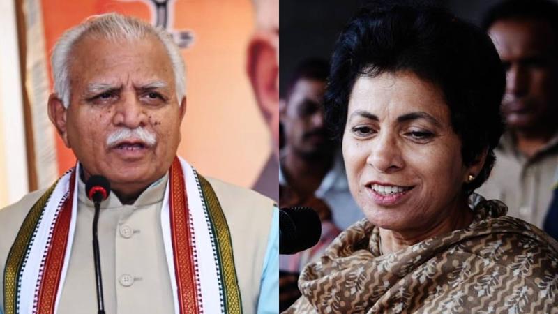 Union Minister Manohar Lal Khattar and Congress MP Kumari Selja