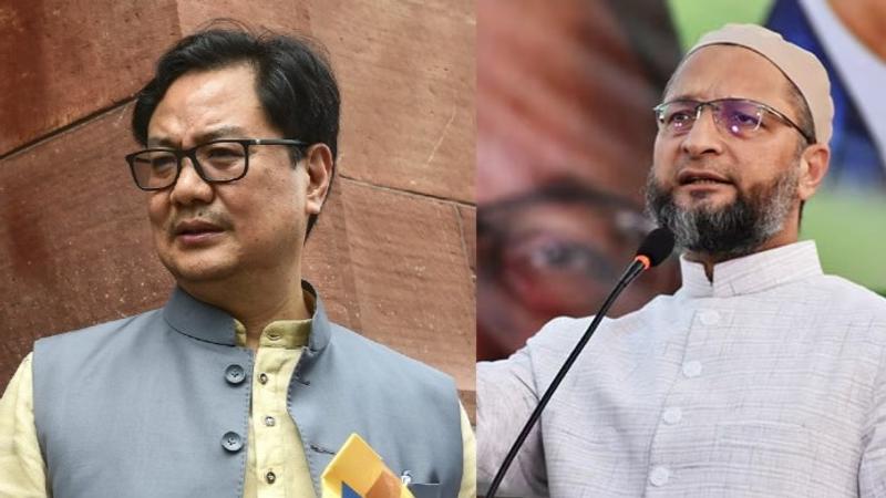 Union Minority Affairs Minister Kiren Rijiju and AIMIM president Asaduddin Owaisi