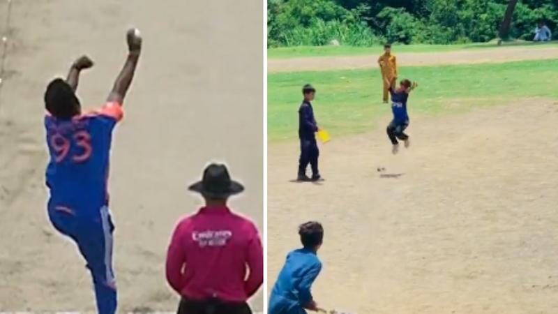 A young budding bowler in Pakistan copies Jasprit Bumrah's bowling action.