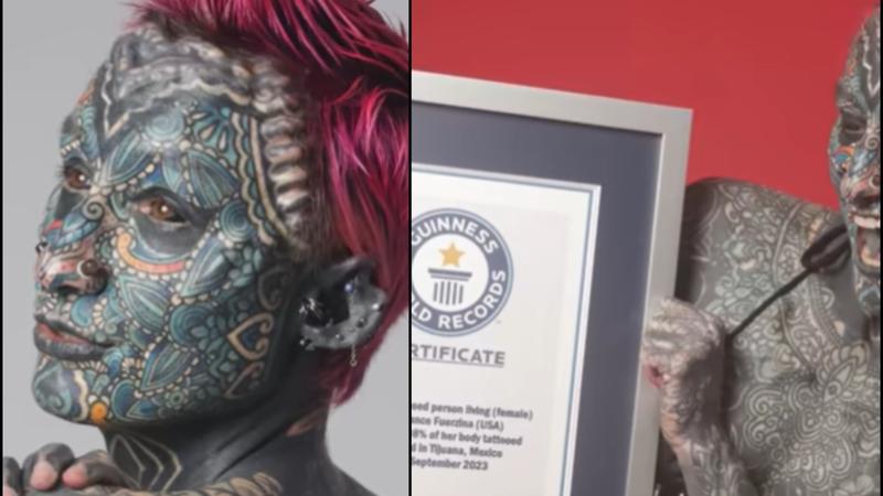 US Army Veteran Breaks World Records With 99.9% Body Covered With Tattoos and Forked Tongue