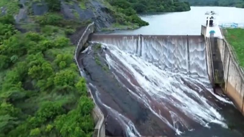 Varathamanathi Dam Overflows After Continuous Rainfall in Dindigul 