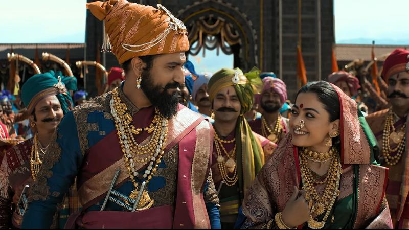 Vicky Kaushal and Rashmika Mandanna in a still from Chhaava