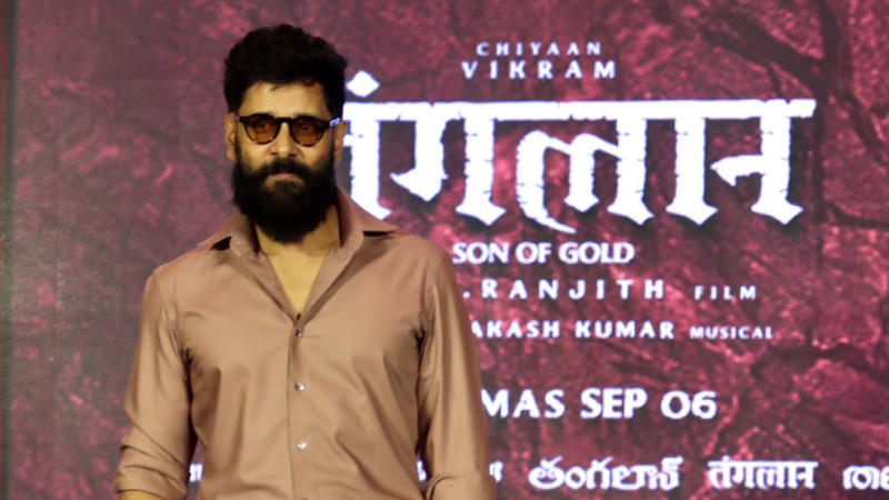 Vikram at Thangalaan promotions in Mumbai