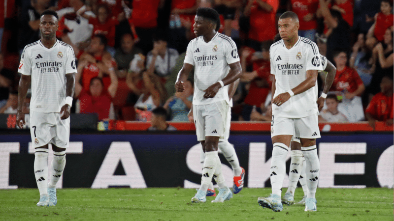 Vinicius Jr, Aurelien Tchouameni and Kylian Mbappe in Real Madrid's 1-1 draw against Mallorca in La Liga