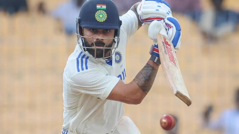 Virat Kohli plays a shot during IND vs NZ 1st Test