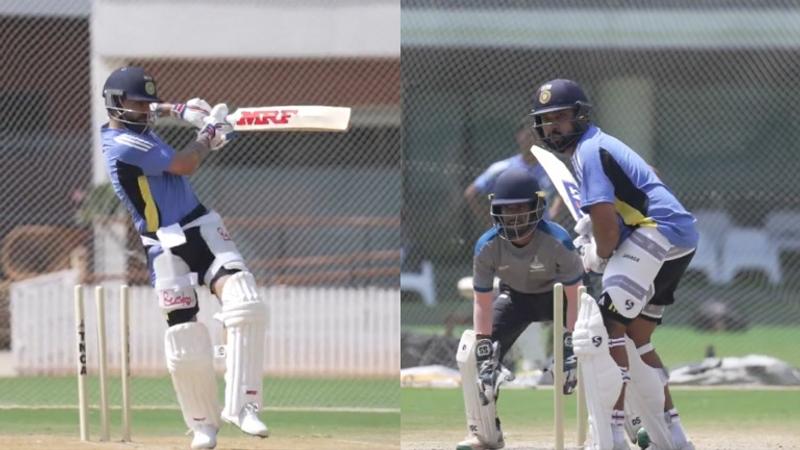 Virat Kohli and Rohit Sharma in nets