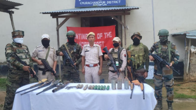 weapons and explosive materials seized in Churachandpur