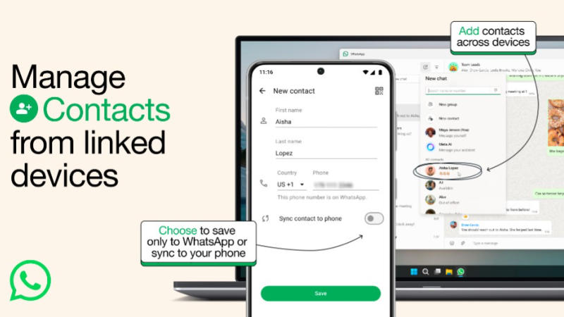 WhatsApp manage contacts