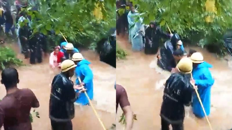 Rescue operation at Goa's Pali waterfall amid heavy rainfall