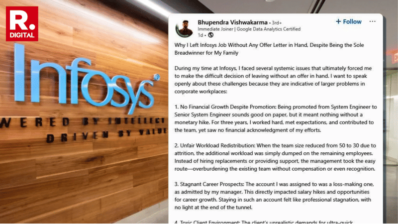 Amid 90-Hour Work Debate, Infosys Employee Quits Citing 'Toxic' Culture, Alleges Language Bias