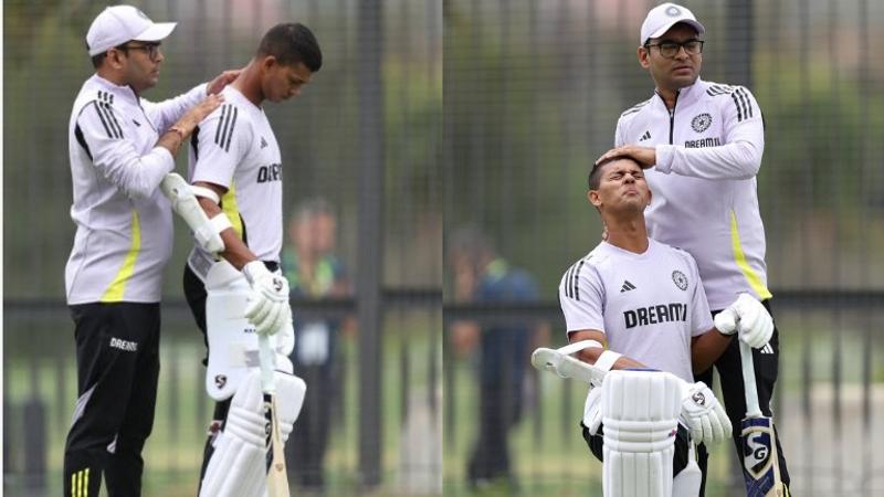 Yashasvi Jaiswal being treated by the physio