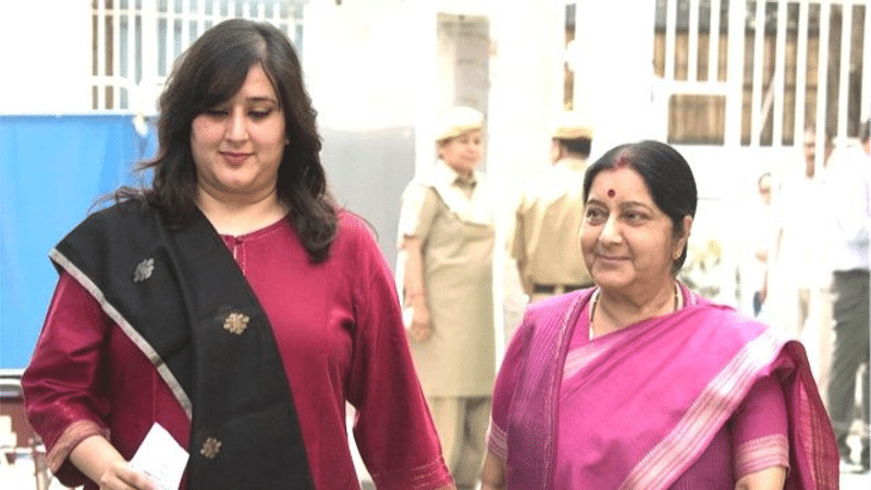 Sushma Swaraj with daughter Bansuri 