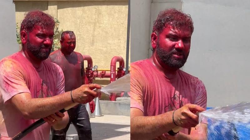 Rohit Sharma Playing Holi during IPL 