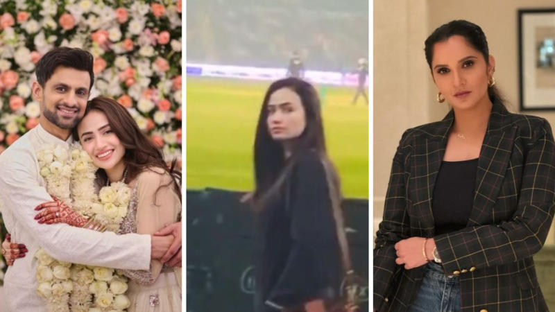 Pakistani Cricketer Shoaib Malik with his wife sana javed & his ex wife sania mirza