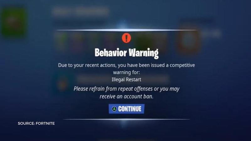 what is illegal restart in fortnite