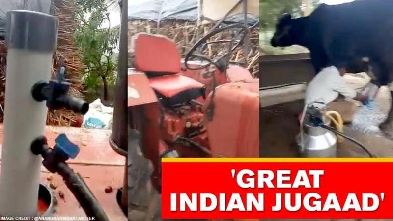 Anand Mahindra's 'jugaad' video shows tractor being used to milk cow