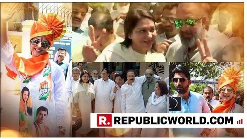 IN PICS | Sanjay Dutt joins Priya Dutt, Urmila Matondkar accompanied by husband as the Congress leaders file nominations for Lok Sabha elections