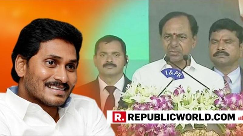 "Jagan Mohan Reddy should continue as the Chief Minister for 3-4 terms," says Telangana CM KCR at Andhra Pradesh counterpart's grand swearing-in ceremony at Vijayawada