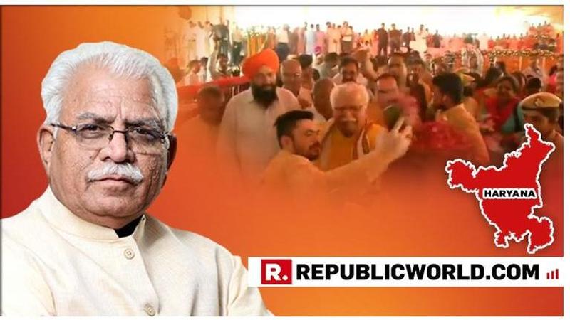 WATCH: Haryana CM Manohar Lal Khattar pushes away a man wishing to take a selfie with him at an event in Karnal