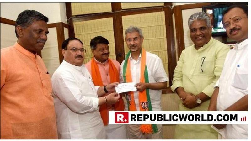 EAM S Jaishankar joins BJP in presence of party's working president J P Nadda at the parliament house