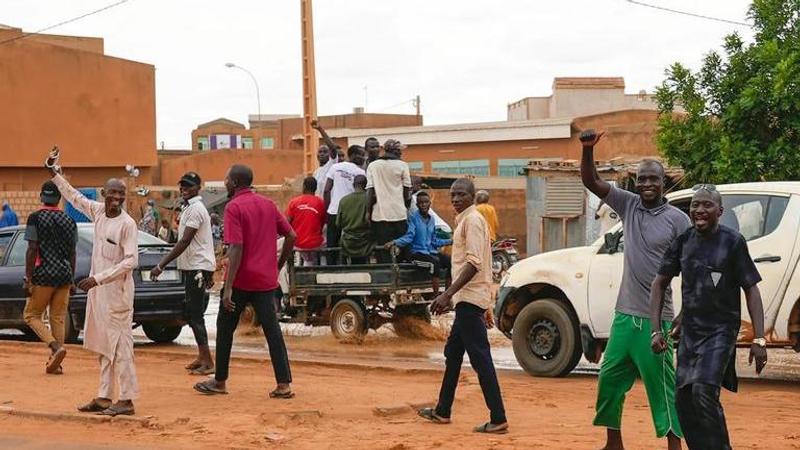 Nigerien men gather for an anti-French protest in Niamey, Niger (Image: AP)