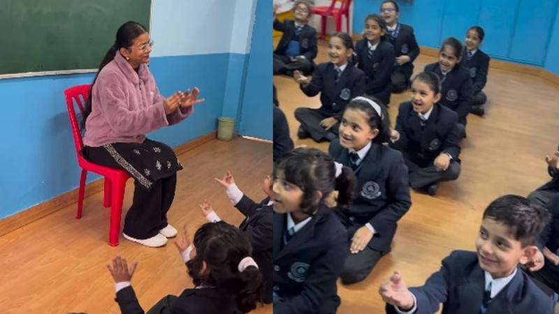 Woman teaches dance steps of Justh's viral song 'Chor' to students.