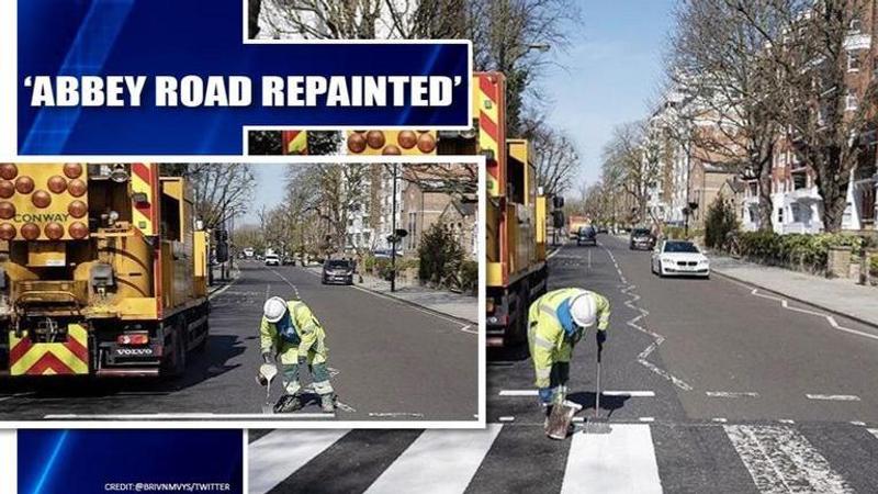 London's iconic Abbey Road repainted amid coronavirus lockdown