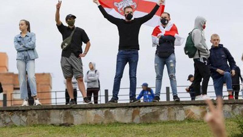 Prague protest in support of Belarus opposition